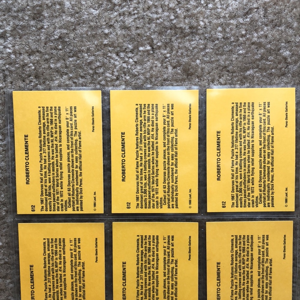 1986 Donruss Roberto Clemente Hall Of Fame #612(Lot of 10 cards) - Picture 3 of 10